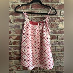 Easel Boho Patchwork Floral Tie Strap Camisole Tank Top Size M